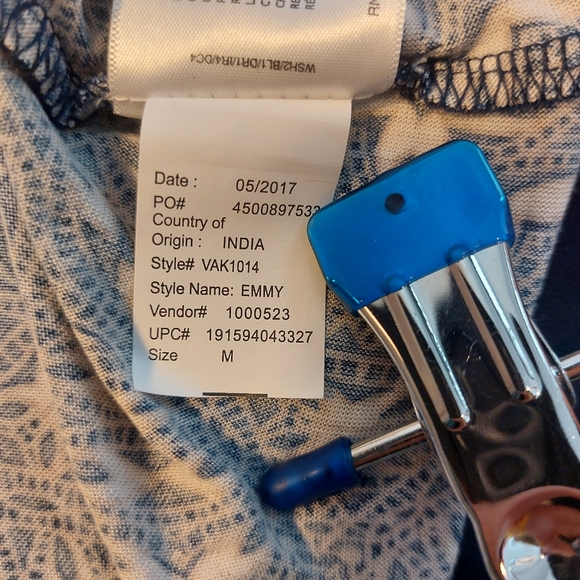 Vintage America Boho Blouse Top Medium blue pink - Picture 13 of 13